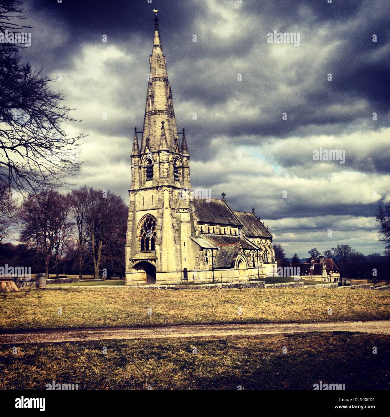 Str. Marys Kirche. Studley royal Deer Park, Fountains Abbey - North Yorkshire, UK. Stockfoto