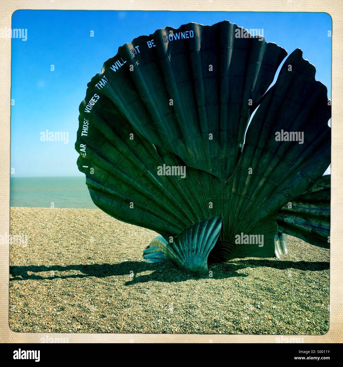 Aldeburgh Strand Skulptur Stockfoto