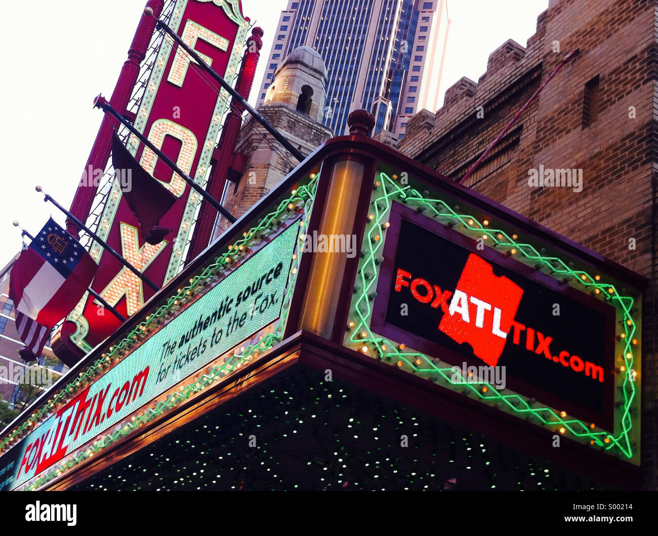 Das historische Fox Theatre, darstellende Kunst Veranstaltungsort an der Peachtree Street im Herzen von Atlanta, Georgia, ist ein geliebter Wahrzeichen in der südlichen Hauptstadt. Stockfoto