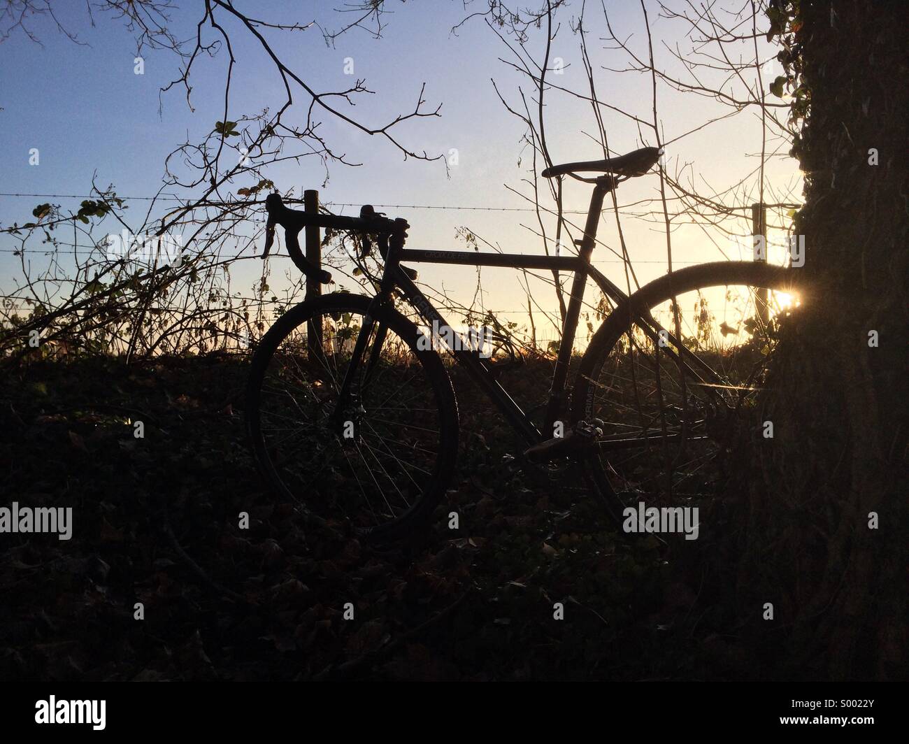 Sonnenuntergang mit dem Fahrrad Stockfoto