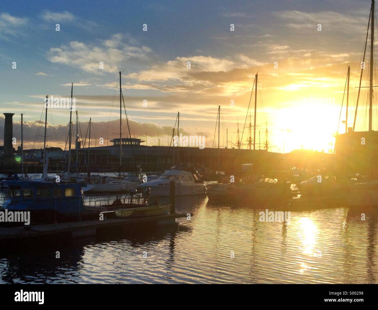 Sonnenuntergang über Hartlepool Marina. Hartlepool, UK. Stockfoto