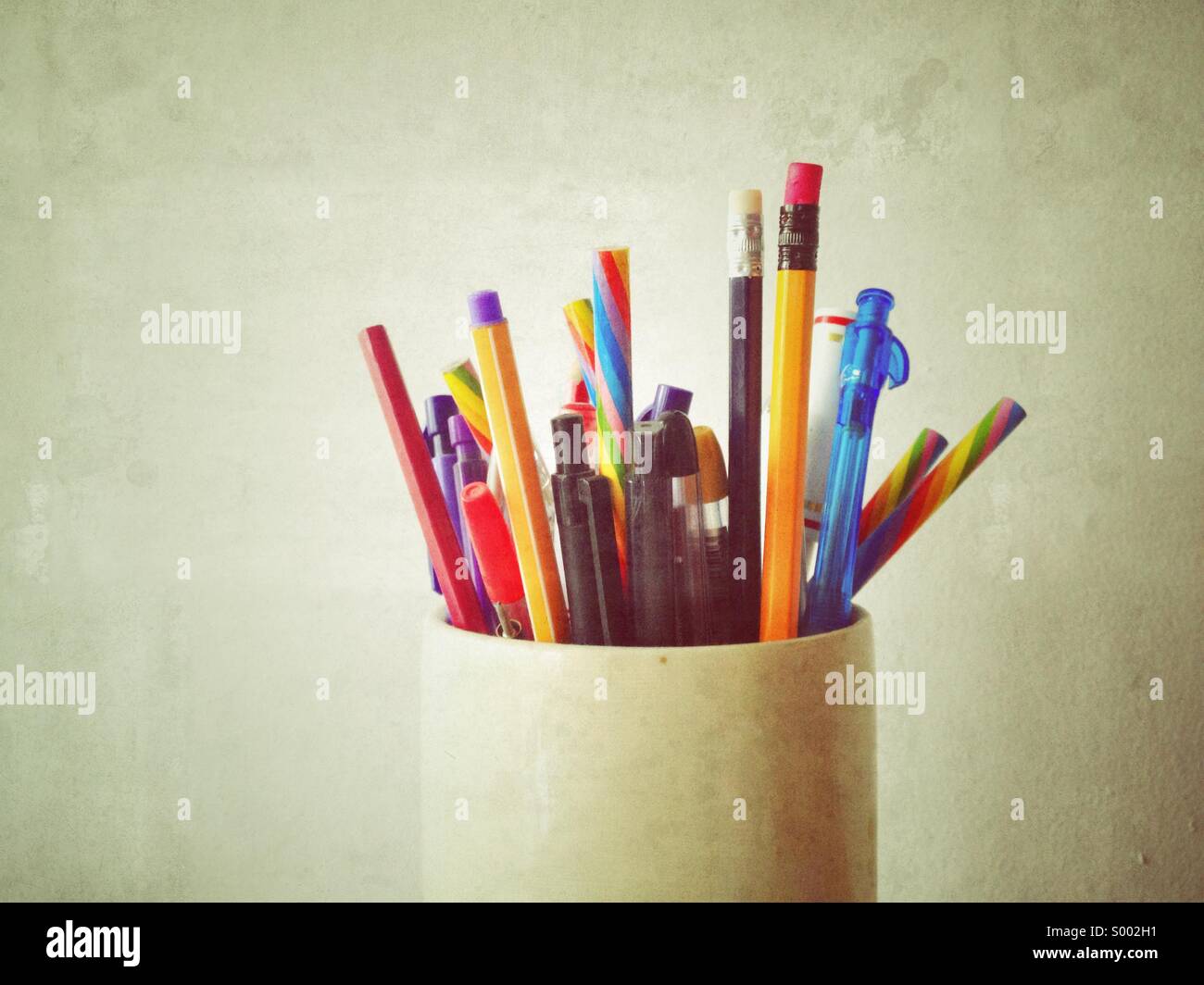 Kugelschreiber und Bleistifte Stockfoto