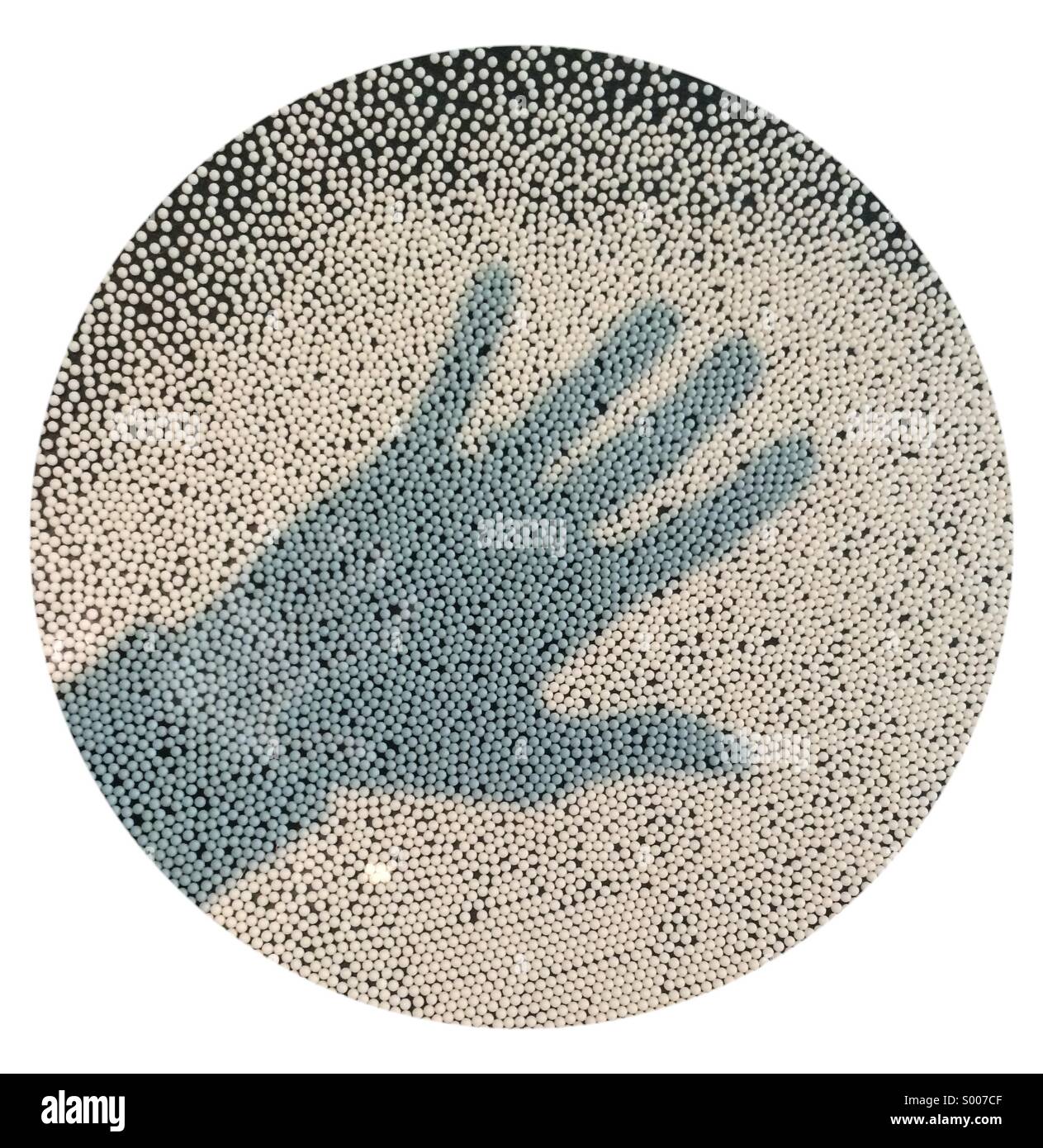 Schatten der Hand im Kreis Stockfoto