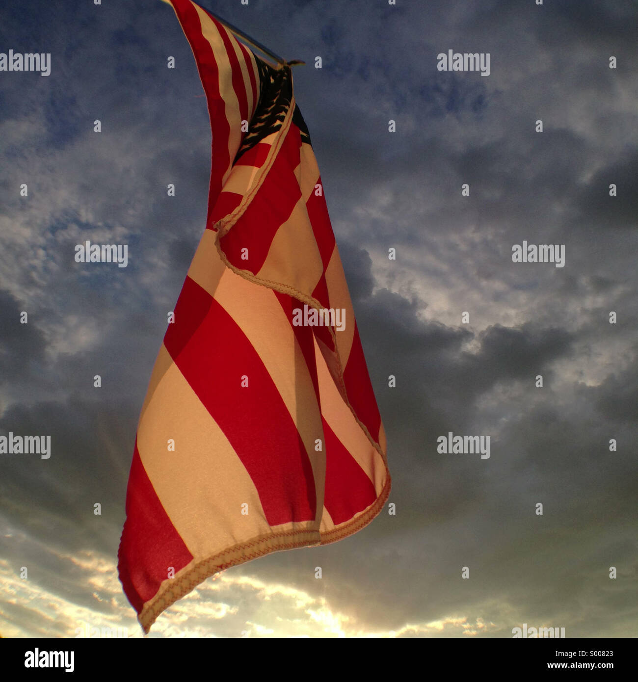 Amerikanische Flagge bei Sonnenuntergang Stockfoto
