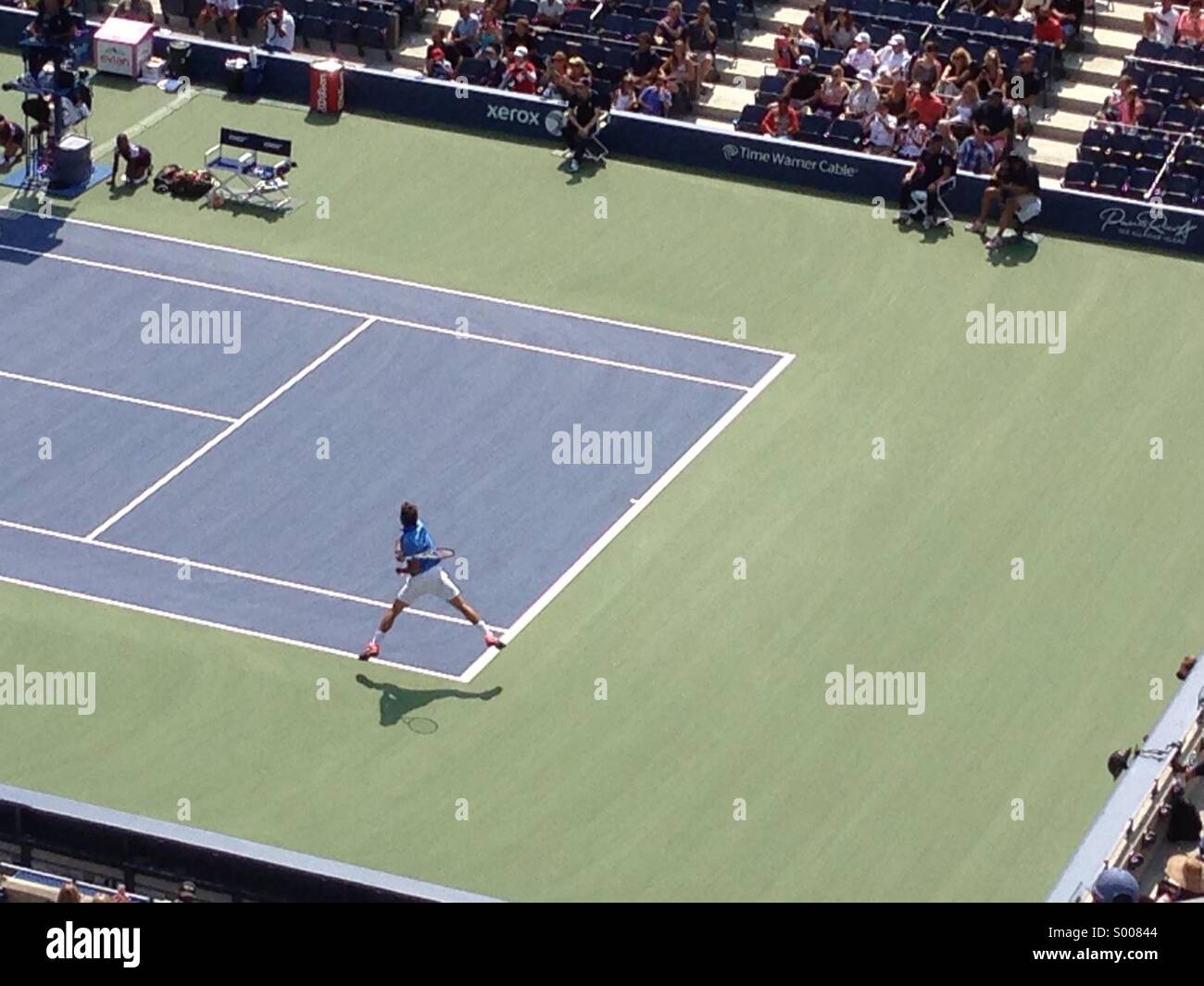Roger Federer bei den US öffnen Sie 2013 Spülung Wiese Stockfoto