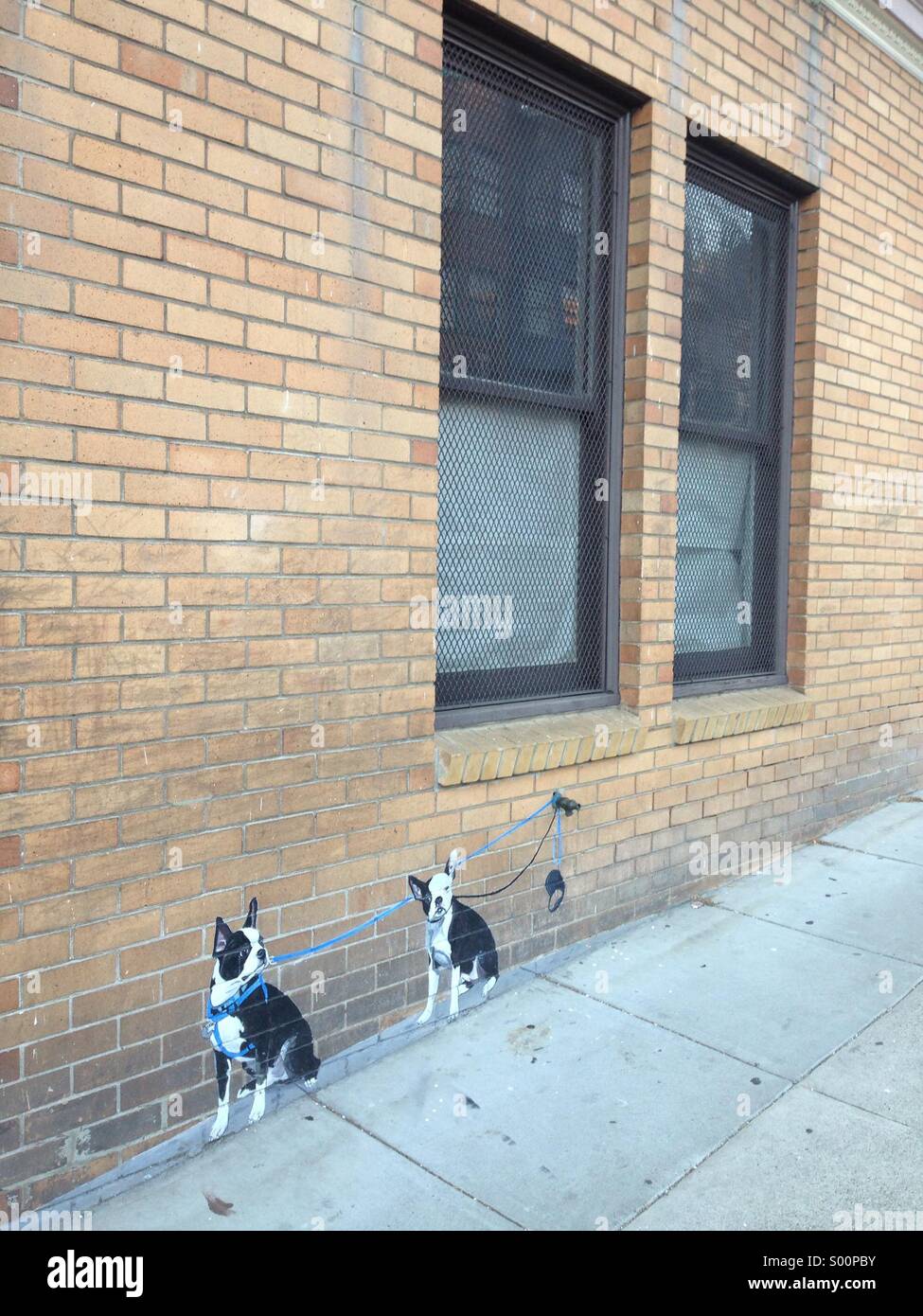 Zwei Hunde Graffiti, Telegraph Hill, San Francisco, Kalifornien, USA - Smartphone-aufgenommenes Stockfoto