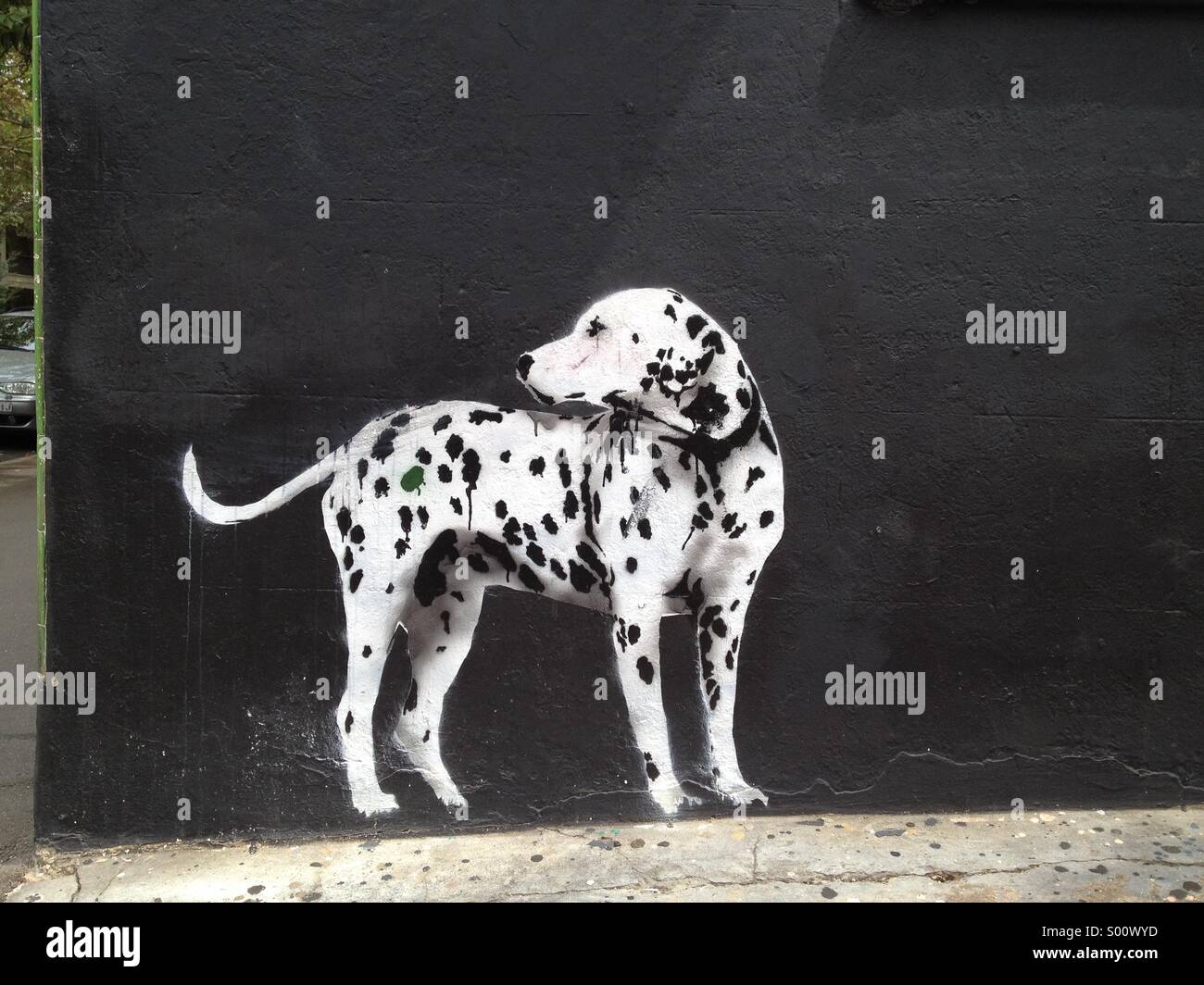 Straßenkunst ein Dalmatiner Stockfoto