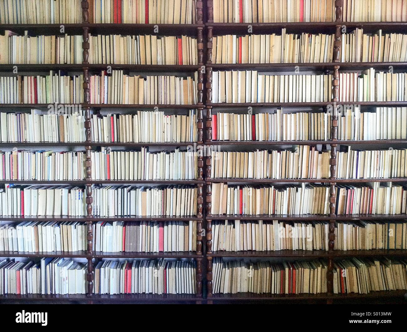 Große Sammlung von Büchern in der Bibliothek Stockfoto