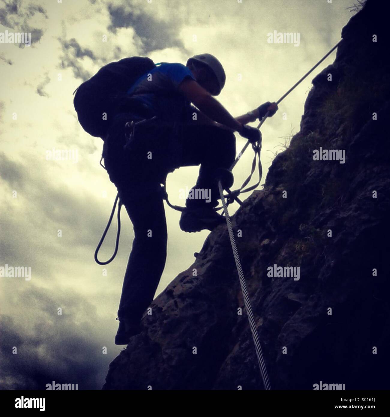 Bergsteiger, Via Ferrata, Dolomiten, Italien. Stockfoto