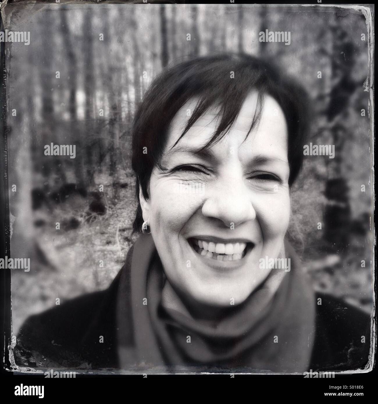Lachen glücklichen Frau mittleren Alters Stockfoto