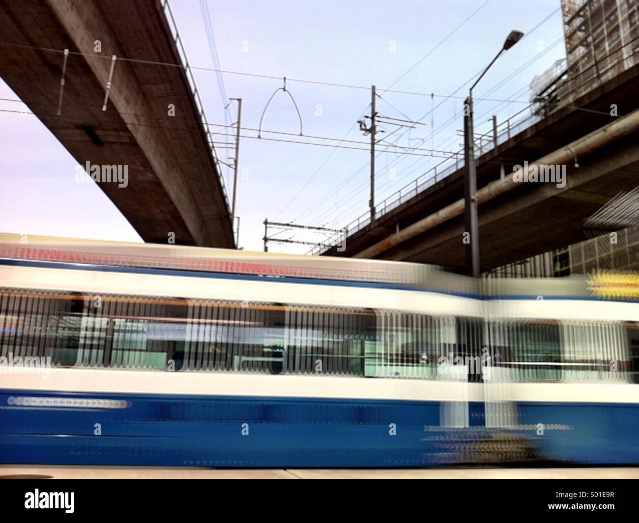 Straßenbahn in Zürich - Smartphone-aufgenommenes Stockfoto