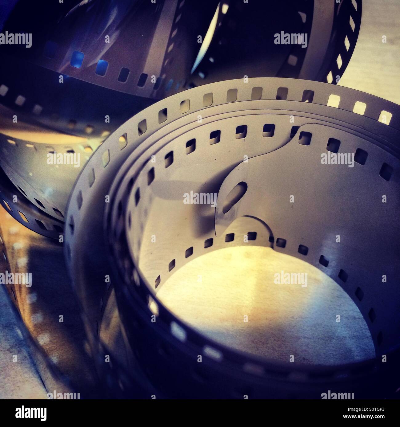 Eine offene Filmrolle gebrauchte 35mm slr Stockfoto
