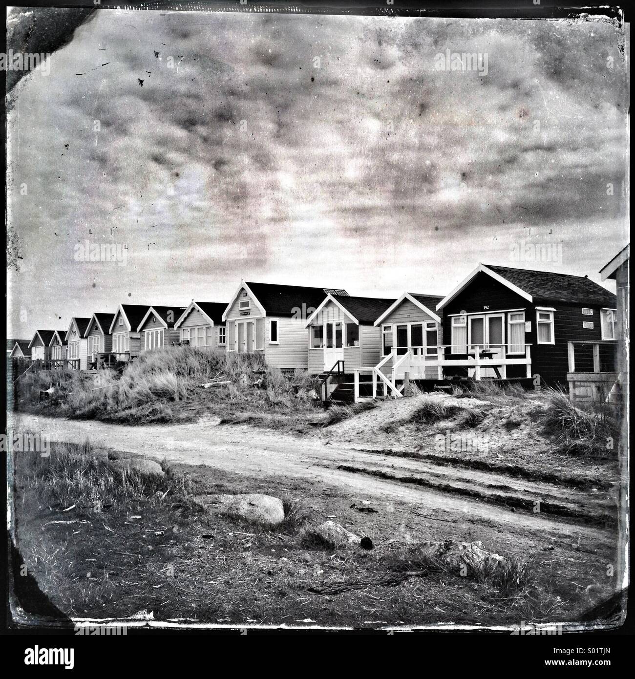 Strandhütten - Smartphone-aufgenommenes Stockfoto