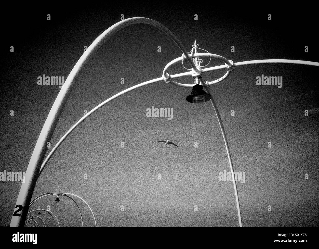 Lampe auf Southport pier - Smartphone-aufgenommenes Stockfoto