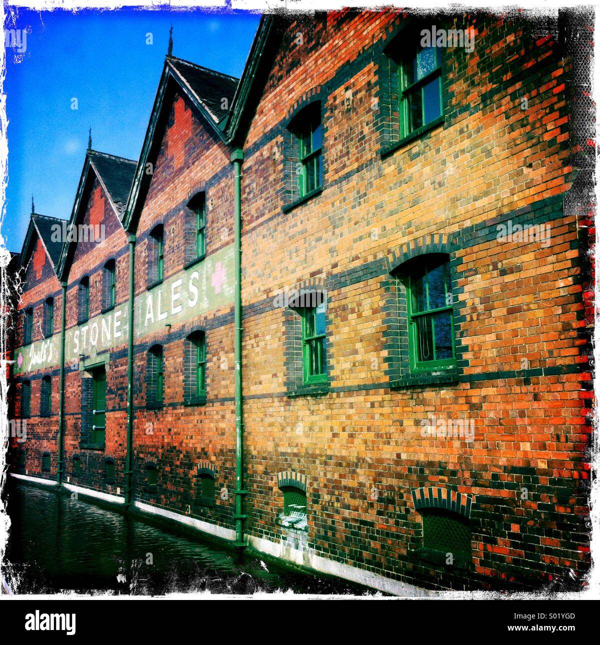 Joules Stein Ales Brauerei Gebäude von Trent & Mersey Canal, Stein, Staffordshire - Smartphone-aufgenommenes Stockfoto