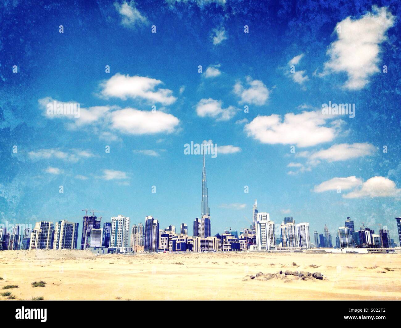 Skyline von Dubai Vereinigte Arabische Emirate - Smartphone-aufgenommenes Stockfoto