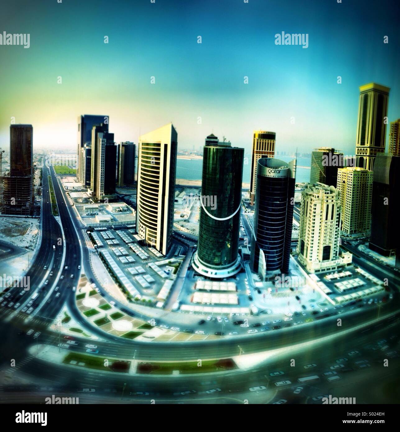Skyline von Doha - Smartphone-aufgenommenes Stockfoto
