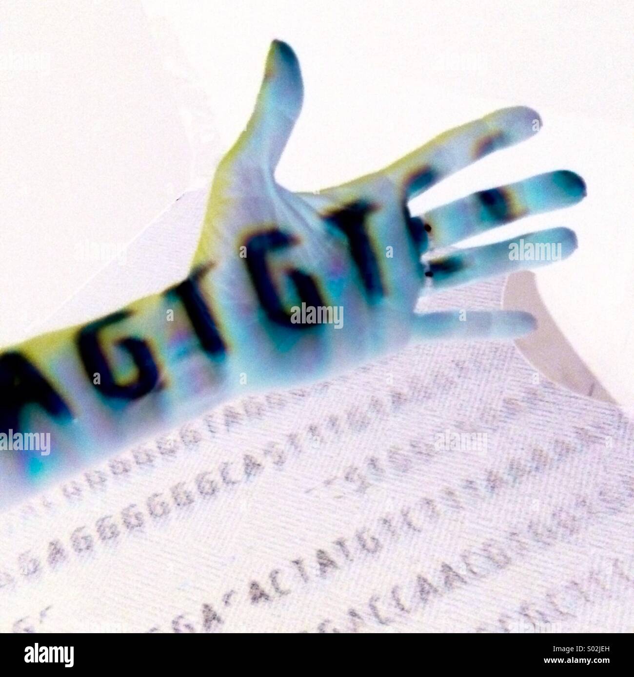 DNA-Sequenz auf Seite Stockfoto