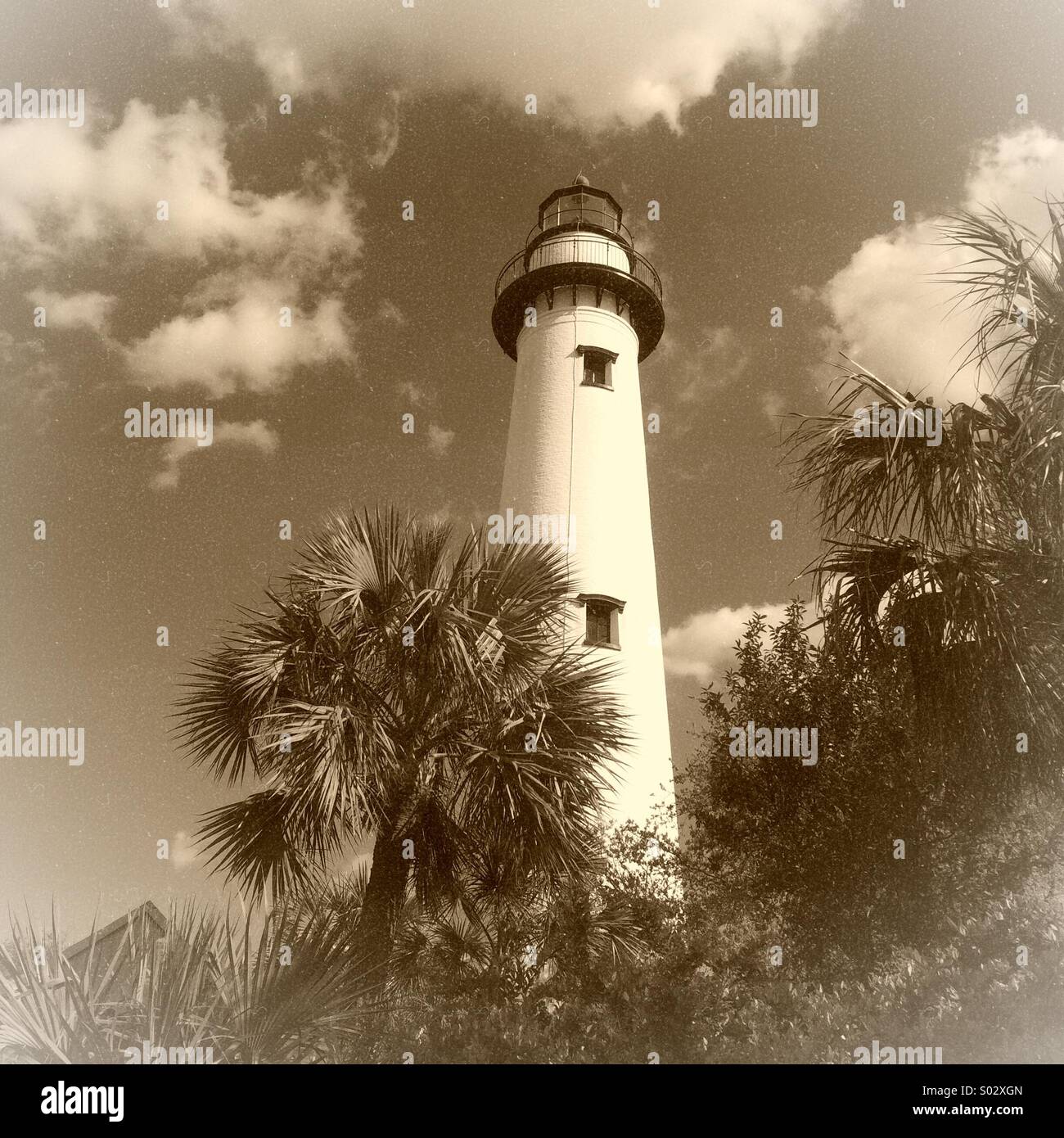 St. Simons Island Lighthouse, St. Simons Island, Georgia - Smartphone-aufgenommenes Stockfoto