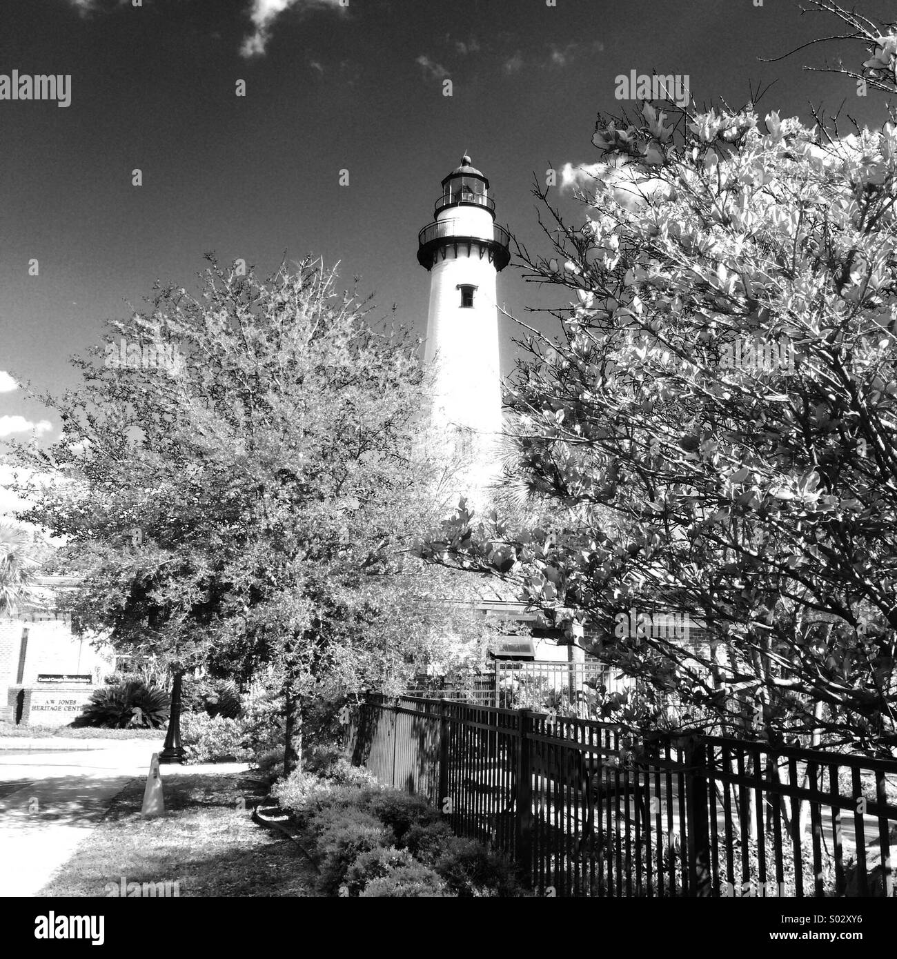 St. Simons Island Lighthouse, St. Simons Island, Georgia - Smartphone-aufgenommenes Stockfoto