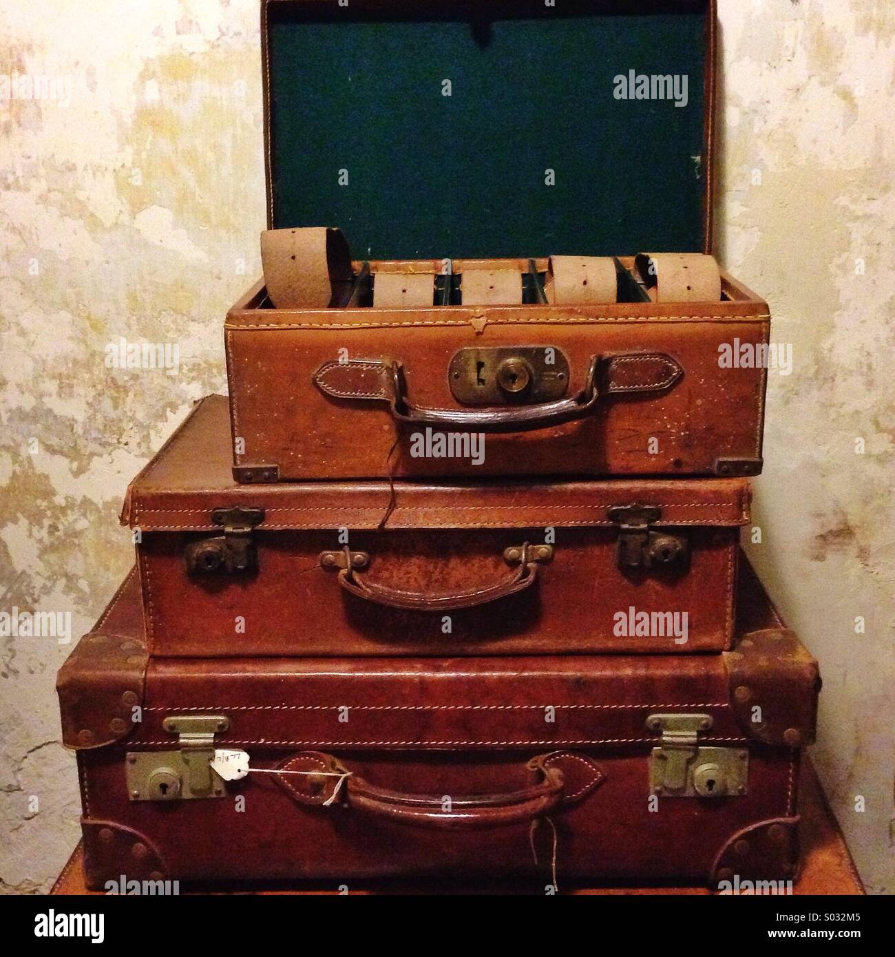 Koffer von vor dem zweiten Weltkrieg - Smartphone-aufgenommenes Stockfoto