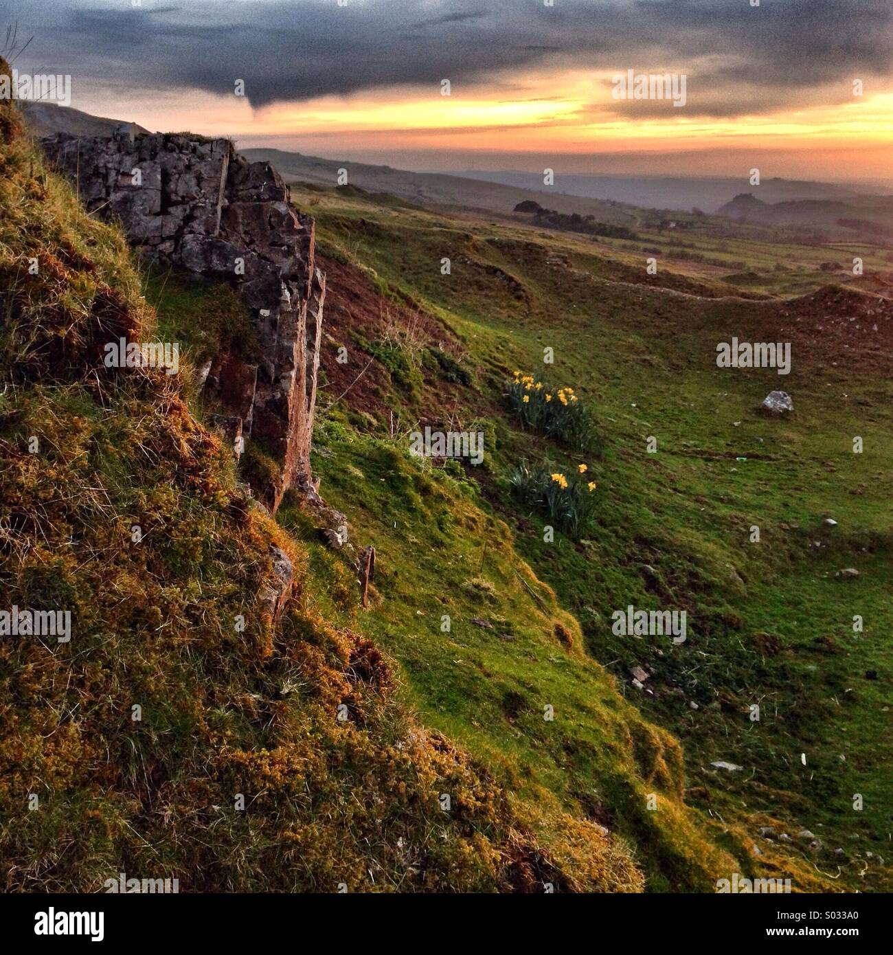 Towy Tal, Wales Blick auf Position Cennen Castle - Smartphone-aufgenommenes Stockfoto