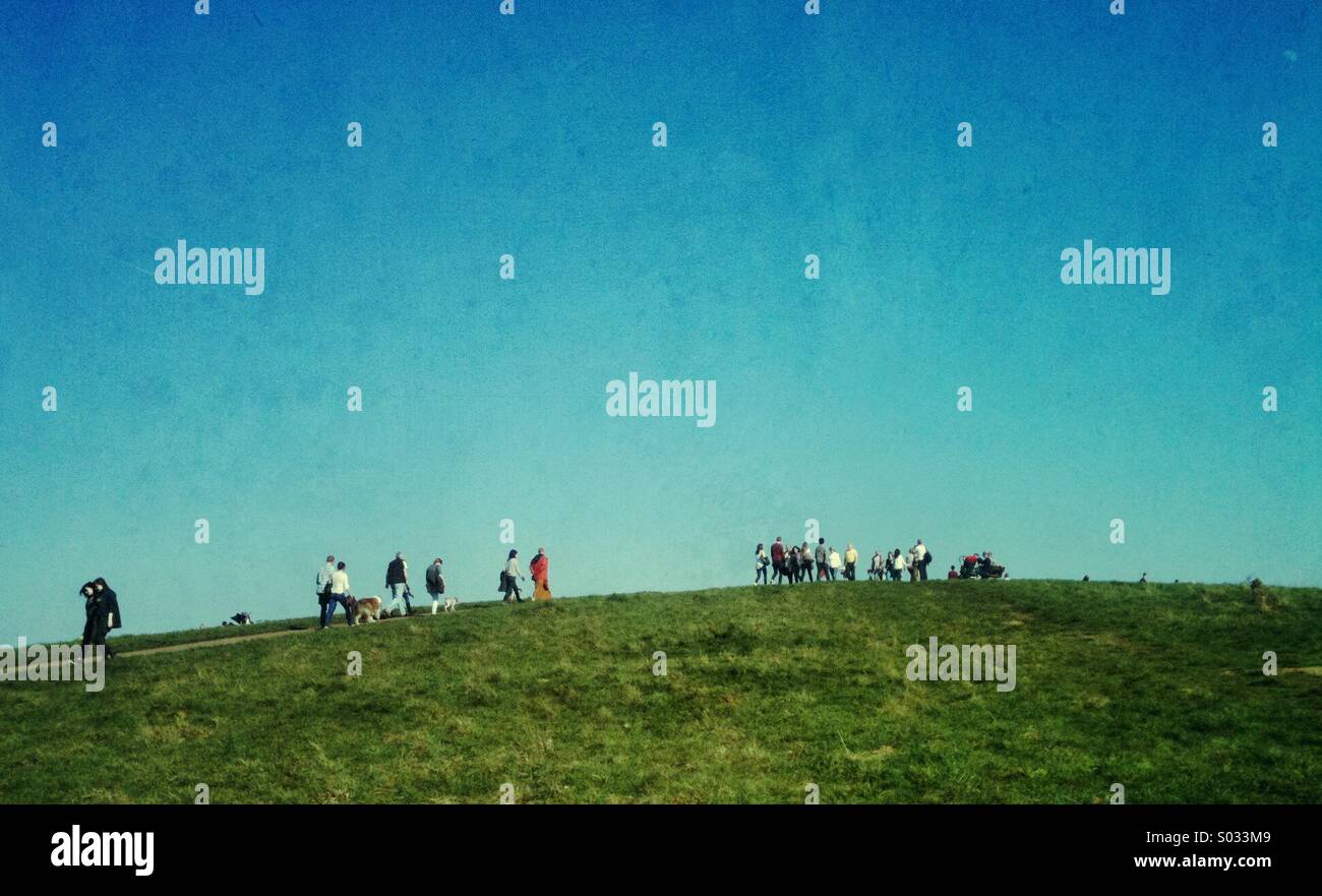 Menschen zu Fuß bis zu Parliament Hill, London. - Smartphone-aufgenommenes Stockfoto