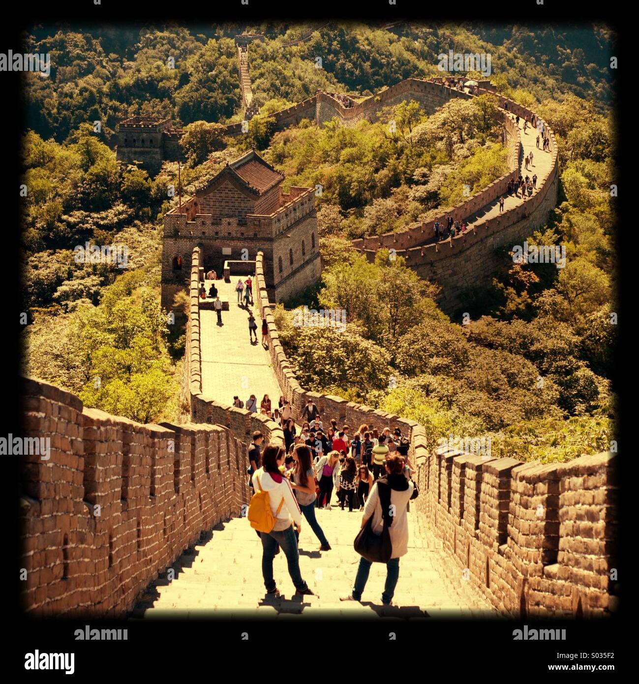 Menschen auf der Great Wall Of China, Website von Mutianyu Stockfoto