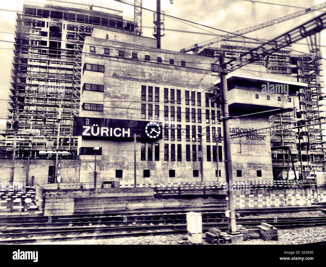 Stellwerk am Hauptbahnhof Zürich Stockfoto