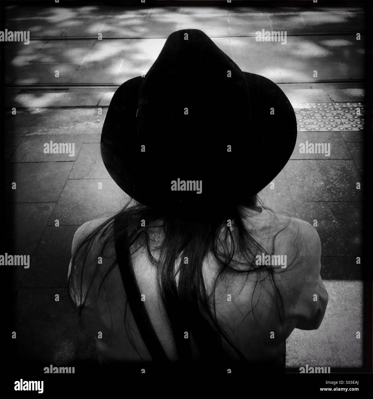 Cow Boy Hut Rückansicht Langhaar Stockfoto