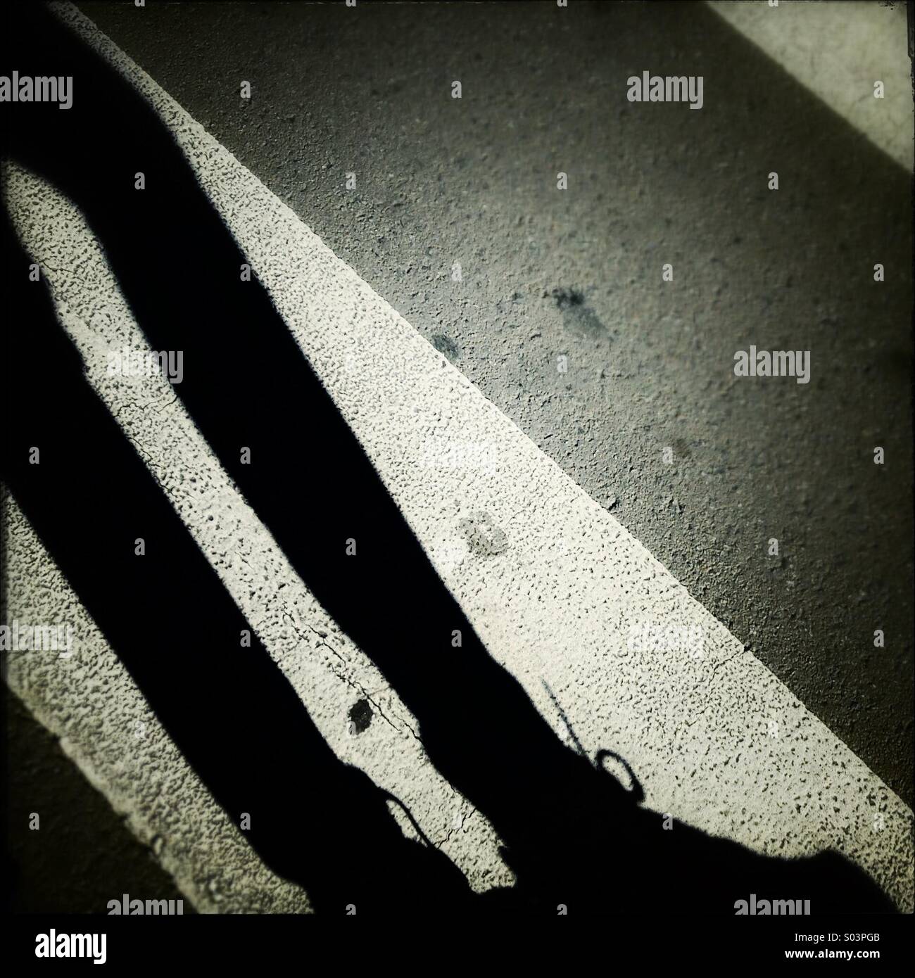 Fußgängerzone Schatten über einen Zebrastreifen Stockfoto