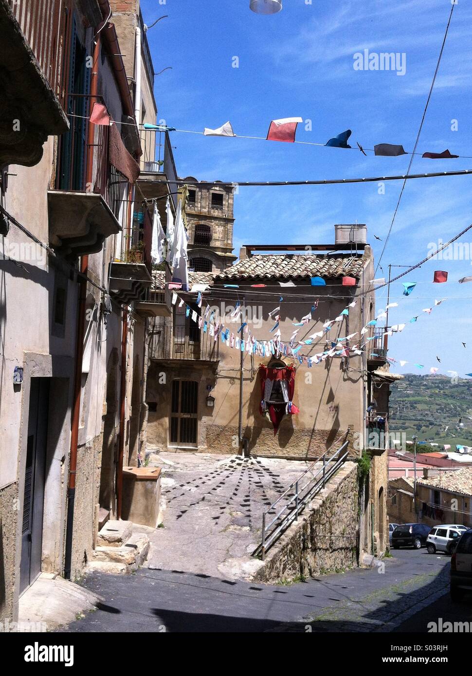 Caltagirone Sizilien tagsüber Süd-Italien - Smartphone-aufgenommenes Stockfoto