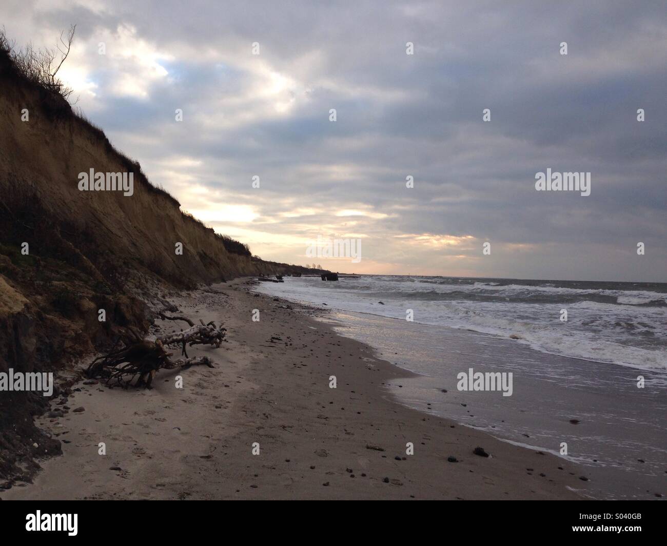 Strand an einem bewölkten Tag, Nordsee Stockfoto