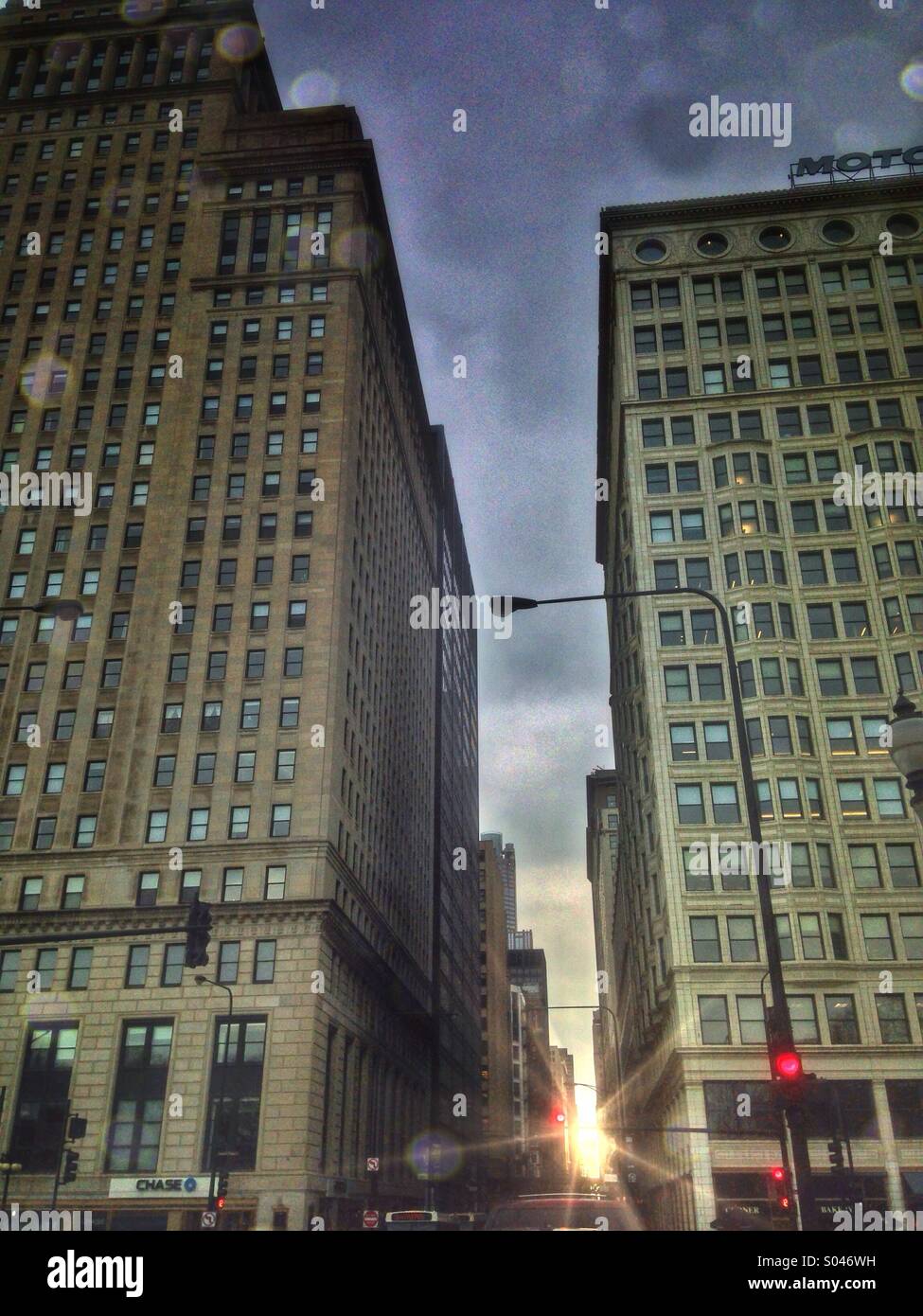 Chicago-Sonnenuntergang Stockfoto