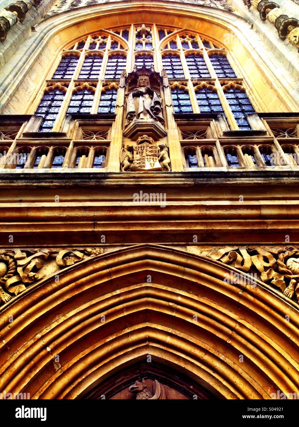 Bath Abbey Fassade - Smartphone-aufgenommenes Stockfoto