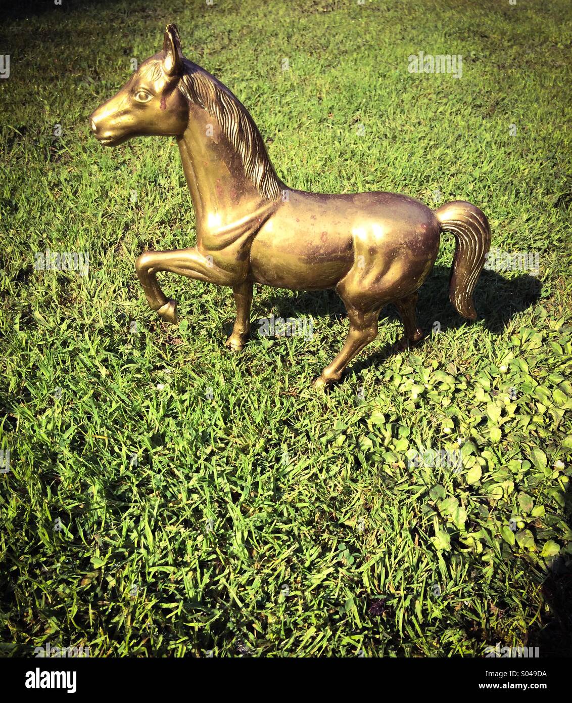 Messing-Pferd auf Rasen Stockfotografie - Alamy