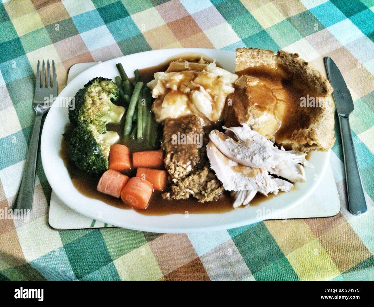 Chicken dinner - Smartphone-aufgenommenes Stockfoto