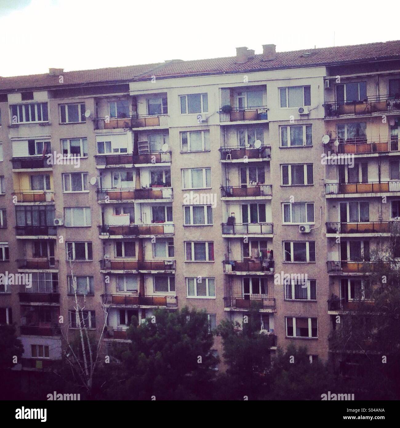 Sowjetischen Gebäude, Sofia, Bulgarien - Smartphone-aufgenommenes Stockfoto