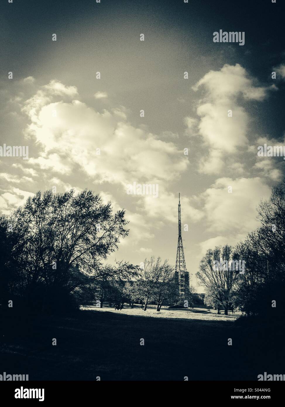 Broadcast-Mast im Alexandra Palace Stockfoto