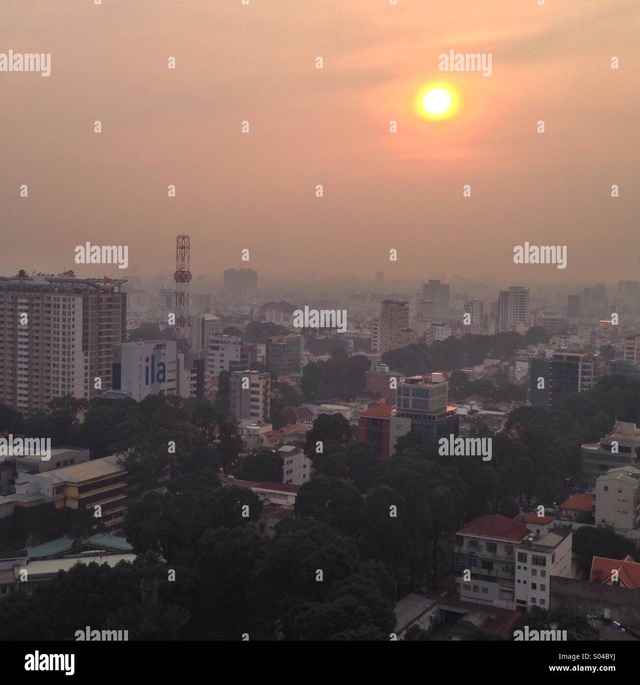 Saigon sunset, Distrikt 1 Stockfoto