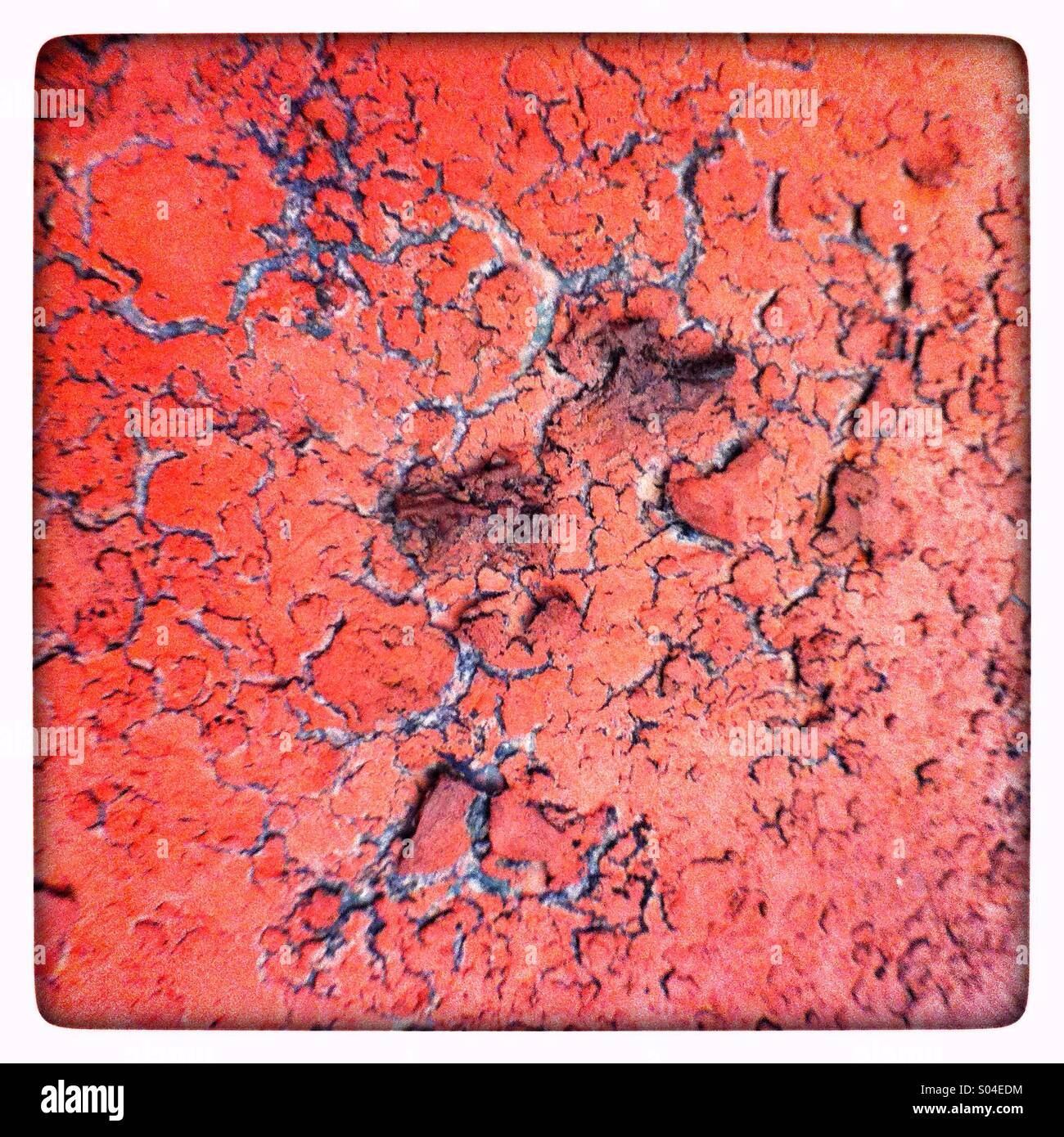 Strukturierte und verwitterte rote Farbe - Smartphone-aufgenommenes Stockfoto