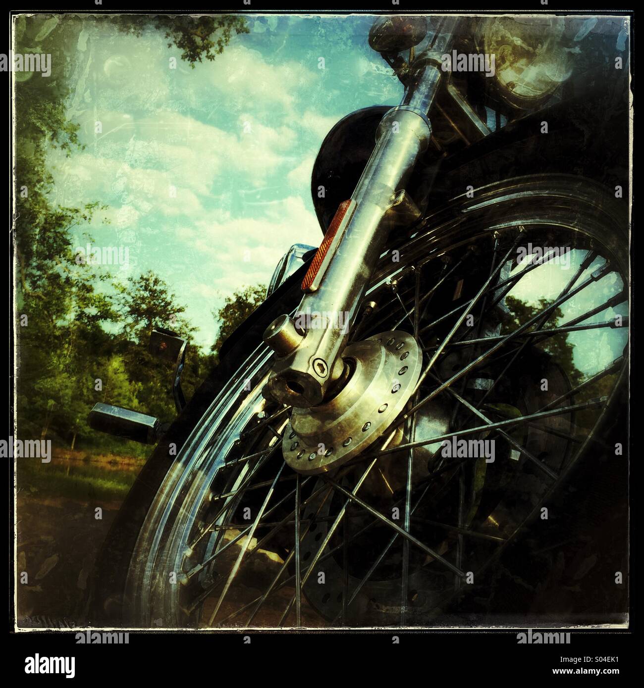 Vorderen Ende des Retro-Motorrad Grunge Bild Stockfoto