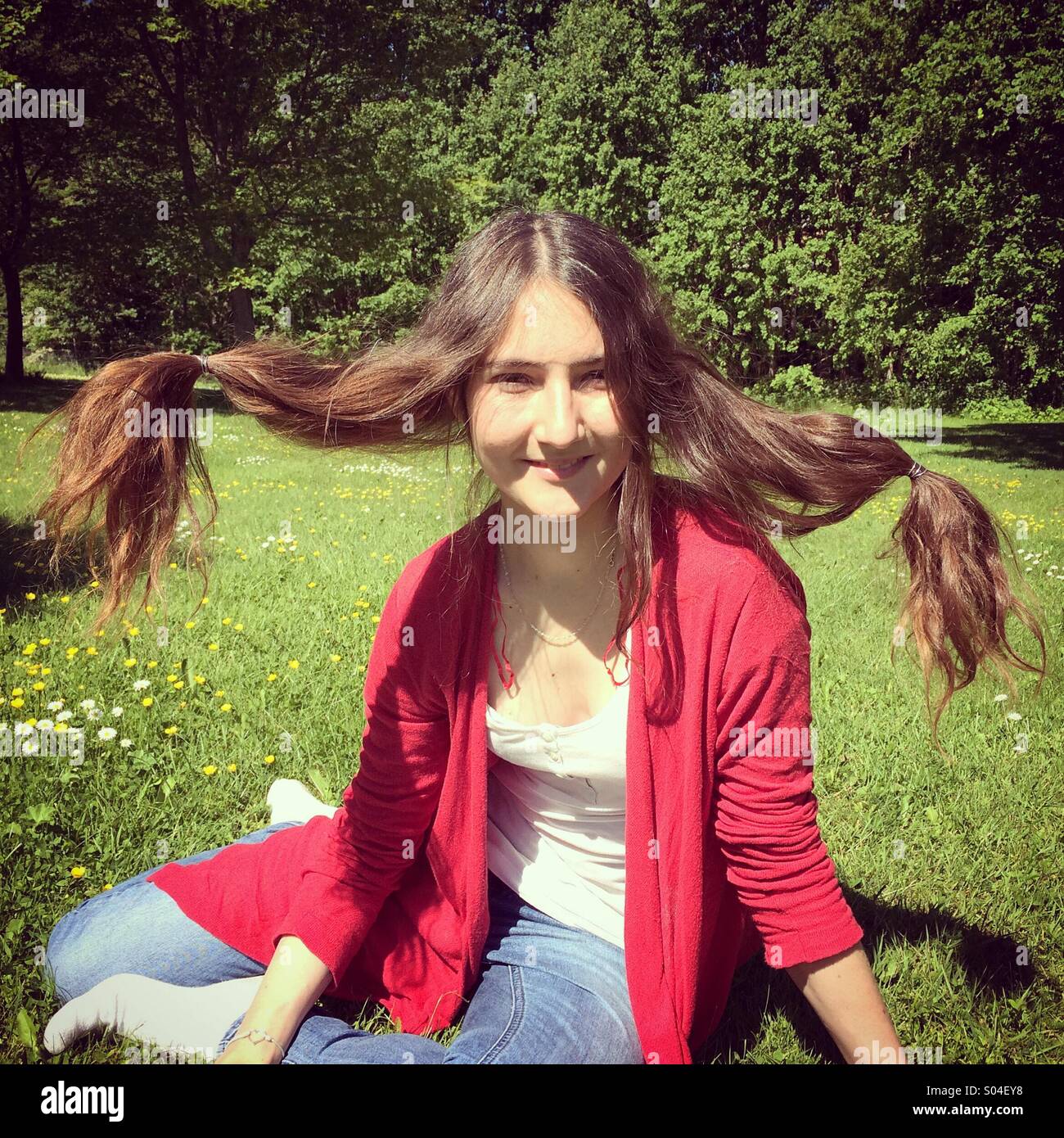 Frisur - Smartphone-aufgenommenes Stockfoto