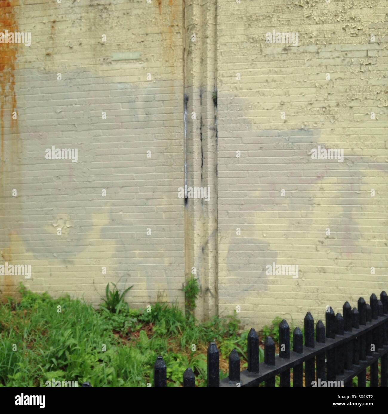 Regen wusch Ziegelmauer, Brooklyn, New York Stockfoto