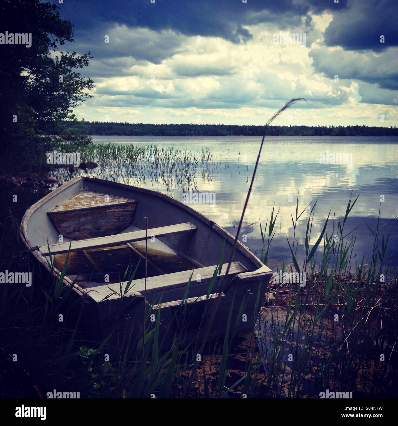 Boot auf einem See in Göteborg, Schweden Stockfoto