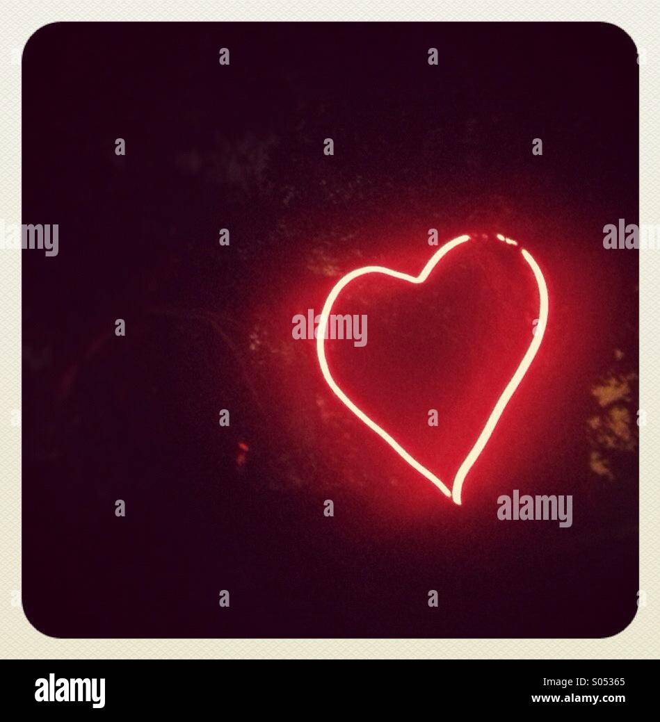 Neon Love Heart Stockfoto