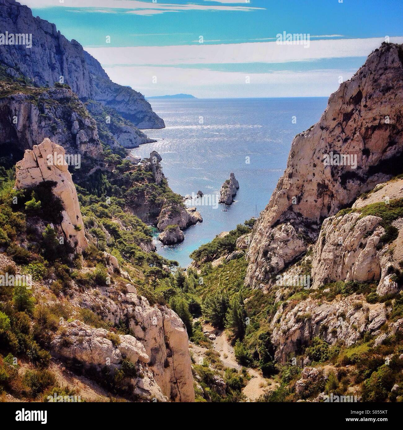 Calanque de Sugiton, Parc National des Calanques, Bouches-du-Rhône, Provence-Alpes-Côte-d ' Azur, Frankreich Stockfoto