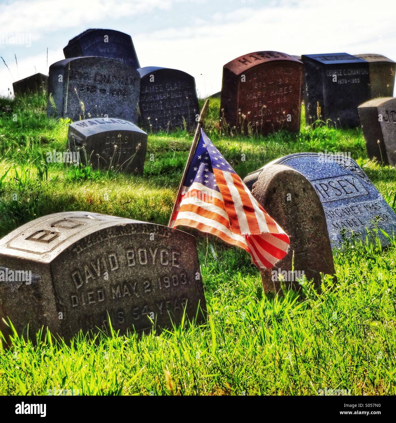 Greenwood Friedhof am Memorial Day Stockfoto