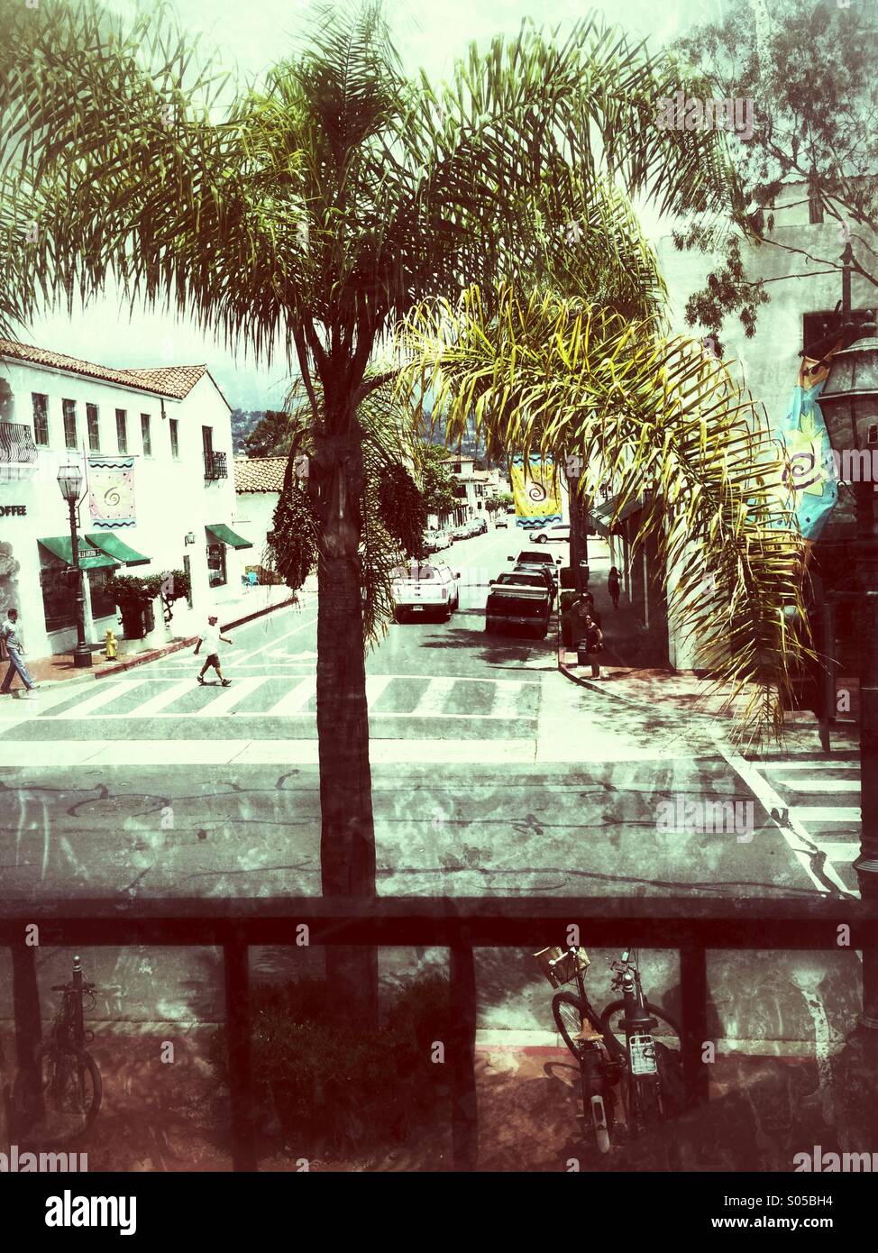 Blick auf die State Street, Santa Barbara in Kalifornien Stockfoto