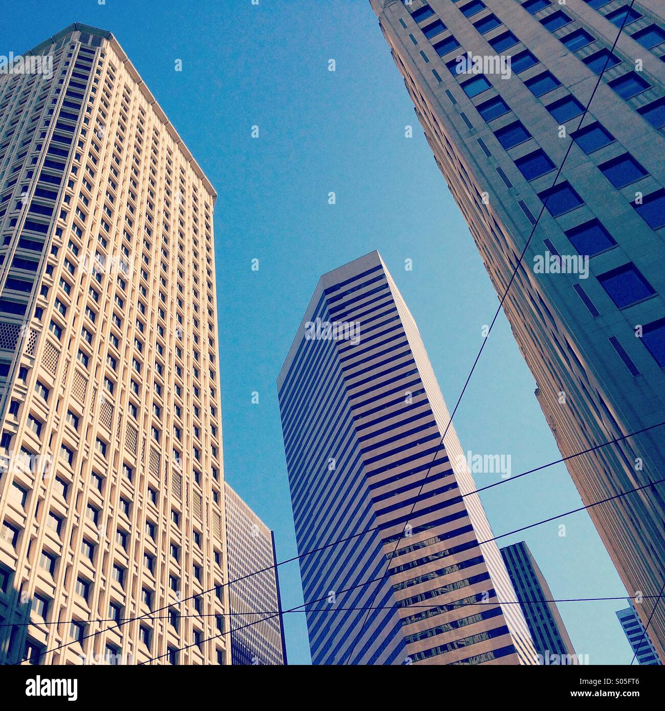 Die Innenstadt von Bürogebäuden, Seattle, Washington, - Smartphone-aufgenommenes Stockfoto
